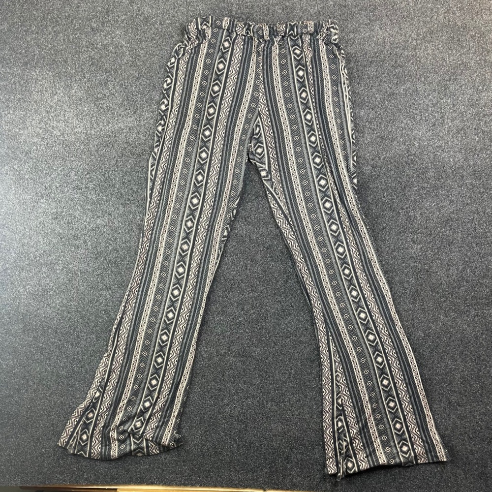Charlotte Russe Tribal Geometric Flare Pants Black White Large Boho Wide Leg